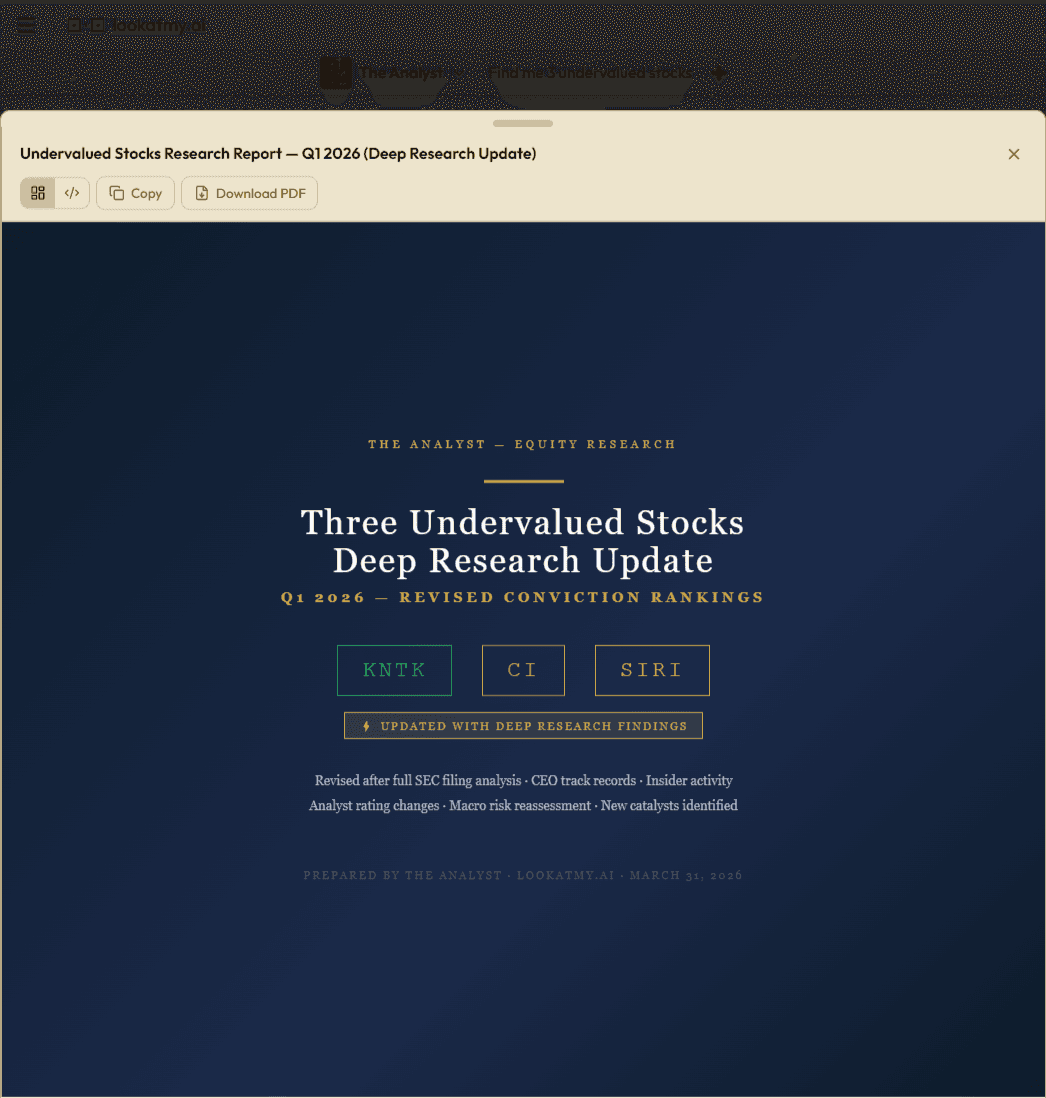 The Analyst generating stock research reports and Excel models